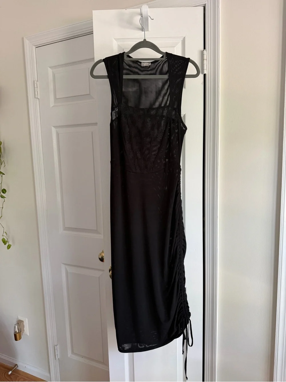 Free People Black Lace-Front Midi Dress